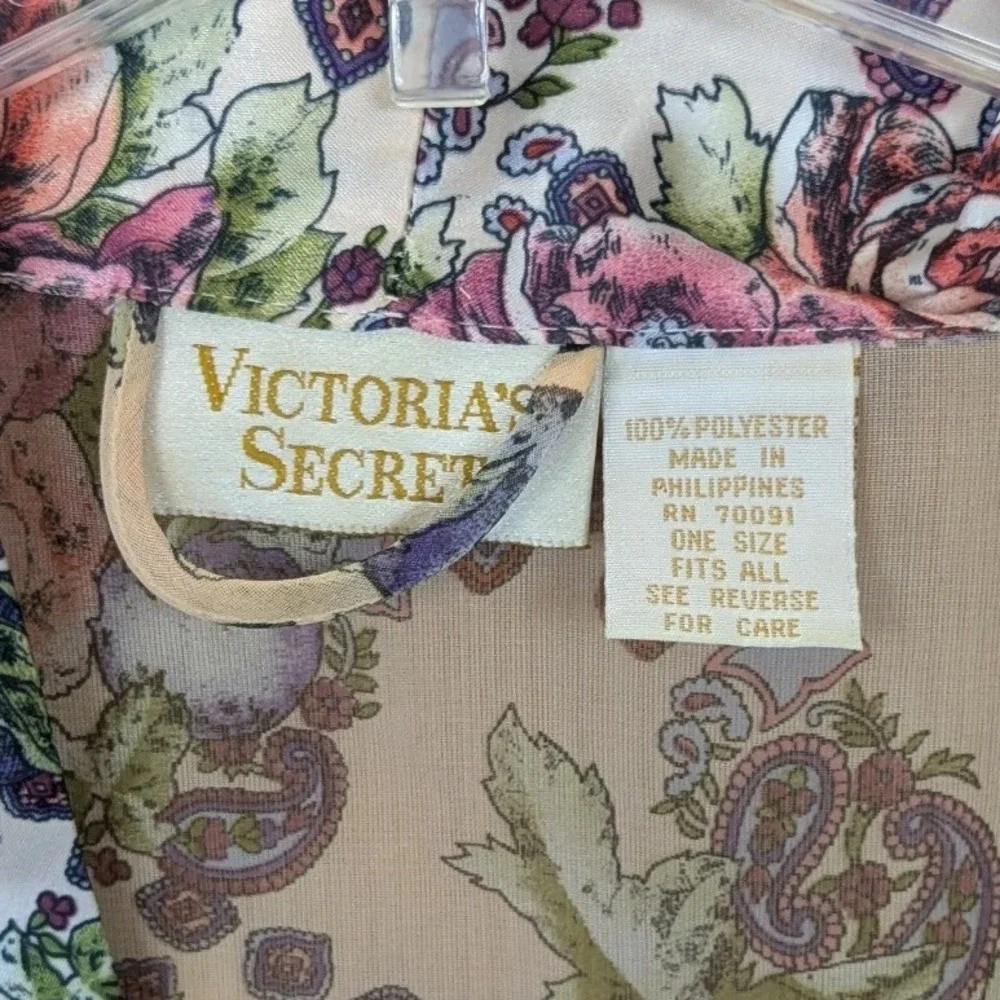 Vintage Victorias‎ Secret Gold Label Floral Paisley Sheer Kimono Robe One Size
